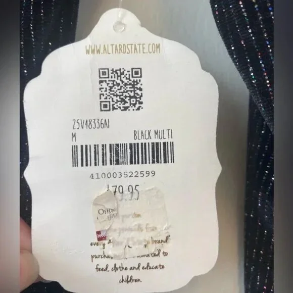 Altar'd State Shimmering Black Stretch Velvet Long Sleeve Mini Dress - Picture 7 of 7